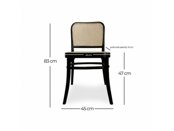 Silla madera maciza olmo con ratán natural  merkamueble