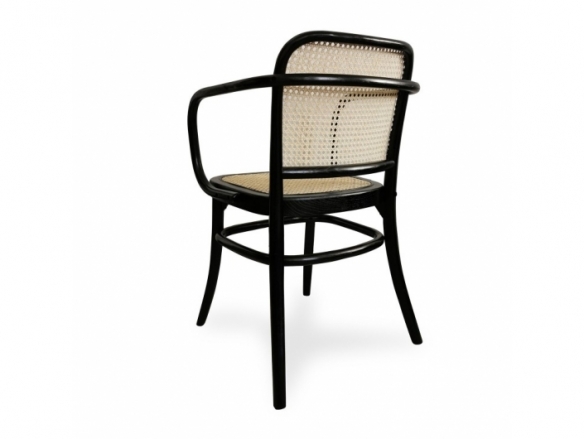 Sillón madera maciza olmo color negro con ratán natural  merkamueble