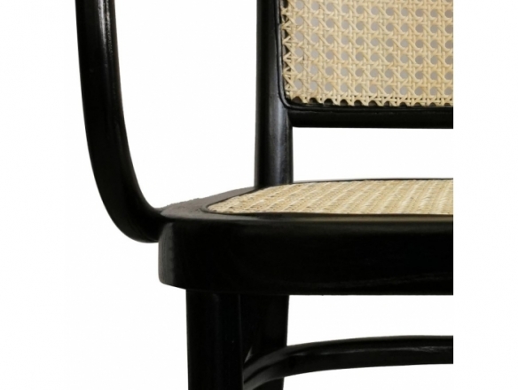 Sillón madera maciza olmo color negro con ratán natural  merkamueble