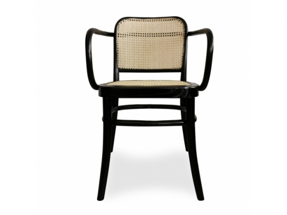 Sillón madera maciza olmo color negro con ratán natural  merkamueble