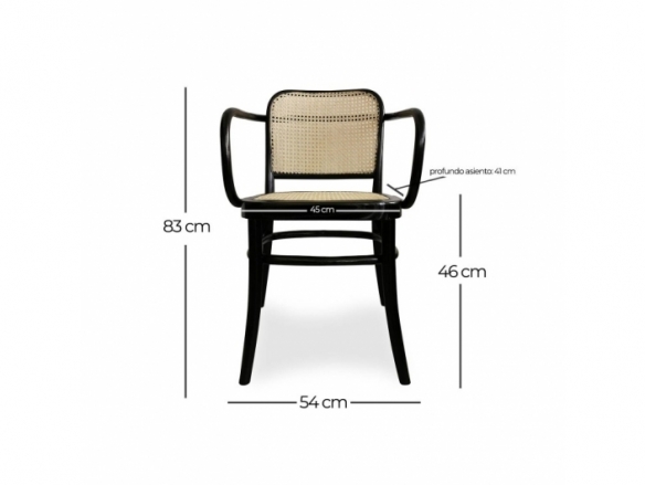 Sillón de madera maciza olmo con ratán natural  merkamueble