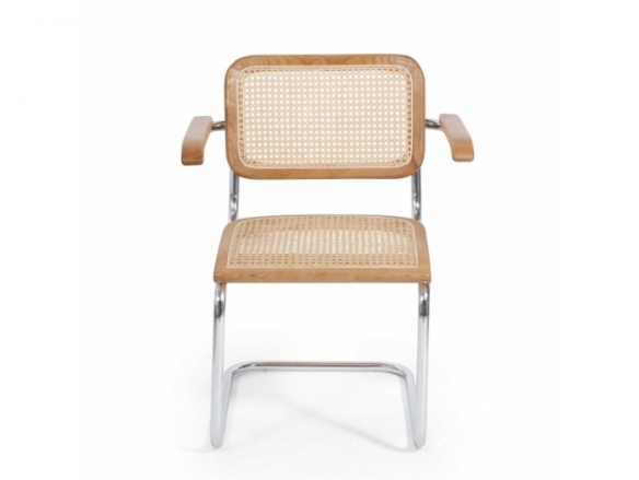 Silla de ratán natural y acero cromado  merkamueble