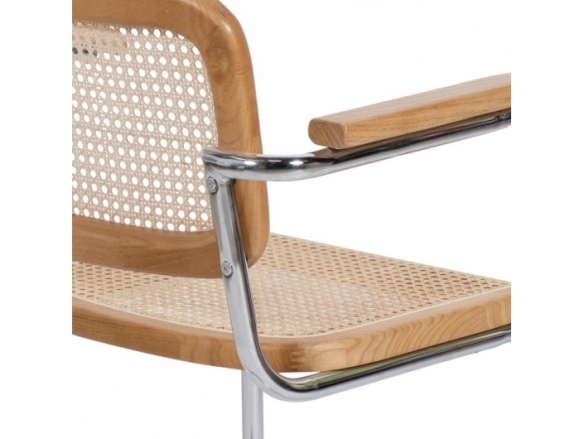 Silla de ratán natural y acero cromado  merkamueble