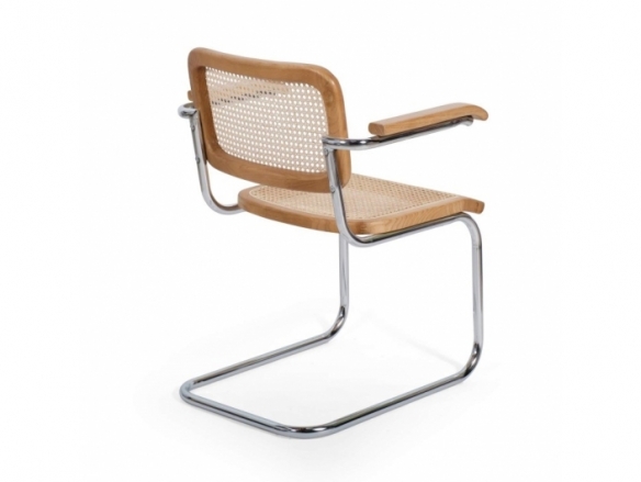 Silla de ratán natural y acero cromado  merkamueble