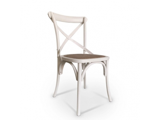 Silla madera color blanco y asiento de ratán  merkamueble 2
