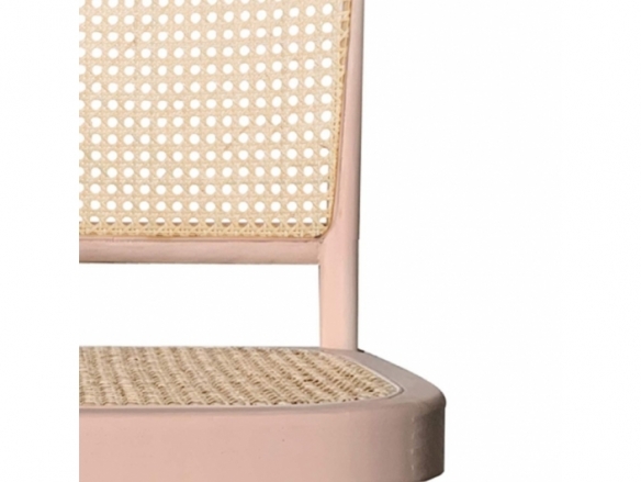 Silla madera de olmo color rosa con asiento de mimbre  merkamueble