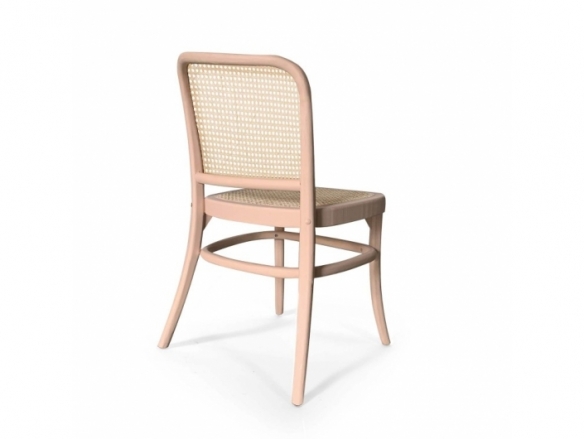Silla madera de olmo color rosa con asiento de mimbre  merkamueble