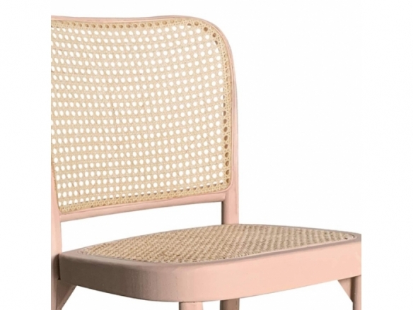 Silla madera de olmo color rosa con asiento de mimbre  merkamueble