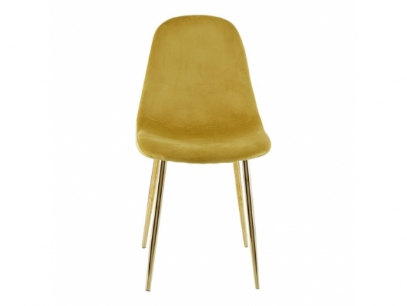Silla de terciopelo dorado y patas doradas  merkamueble