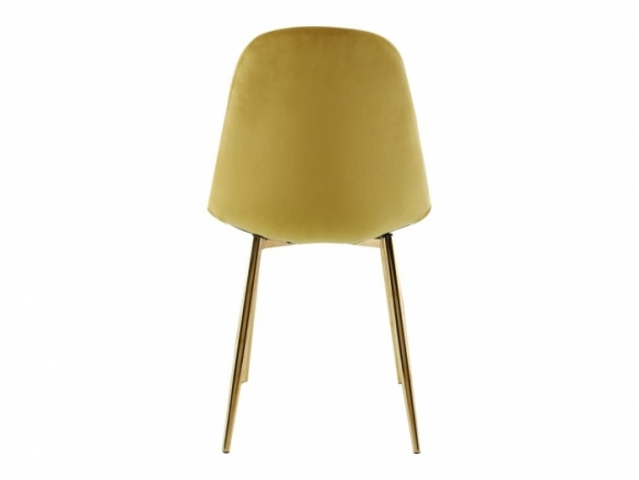 Silla de terciopelo dorado y patas doradas  merkamueble