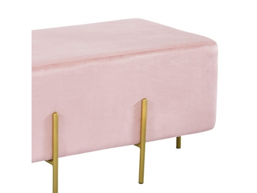 Puff rectangular terciopelo rosa y patas doradas  merkamueble 2