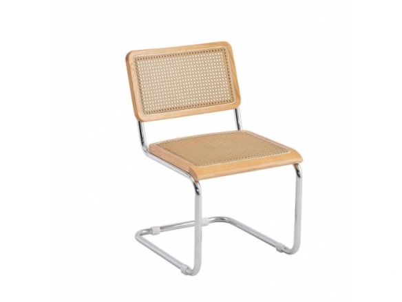 Silla símil ratán y madera claro  merkamueble
