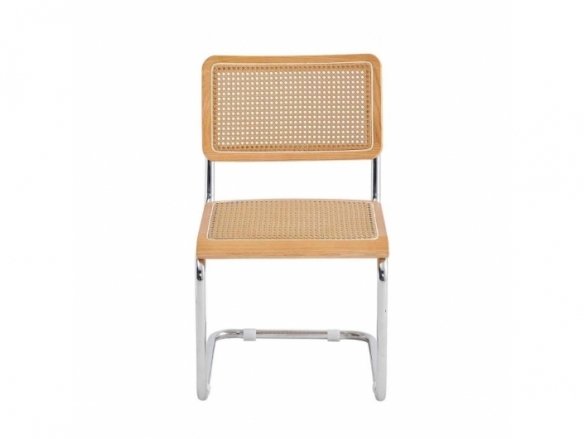 Silla símil ratán y madera claro  merkamueble