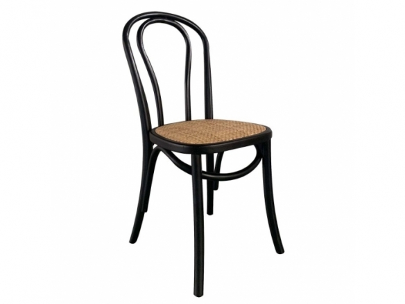 Silla madera negra con asiento de ratán  merkamueble