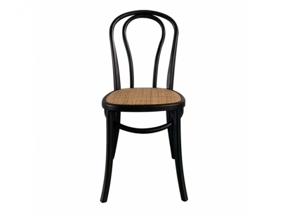 Silla madera negra con asiento de ratán  merkamueble