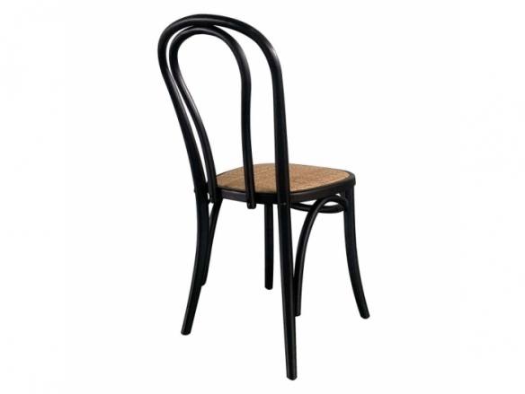 Silla madera negra con asiento de ratán  merkamueble