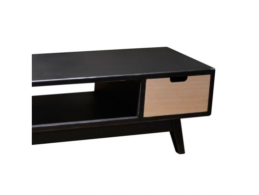 Mueble tv color negro y madera con 2 cajones  merkamueble 2