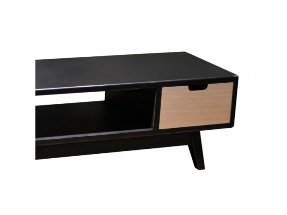 Mueble tv color negro y madera con 2 cajones  merkamueble