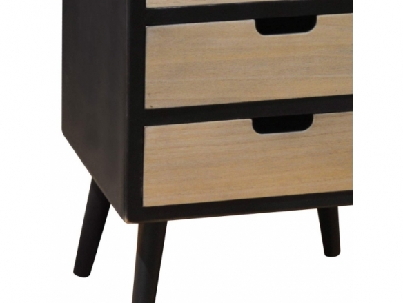 Mesita color negro y madera con 3 cajones  merkamueble