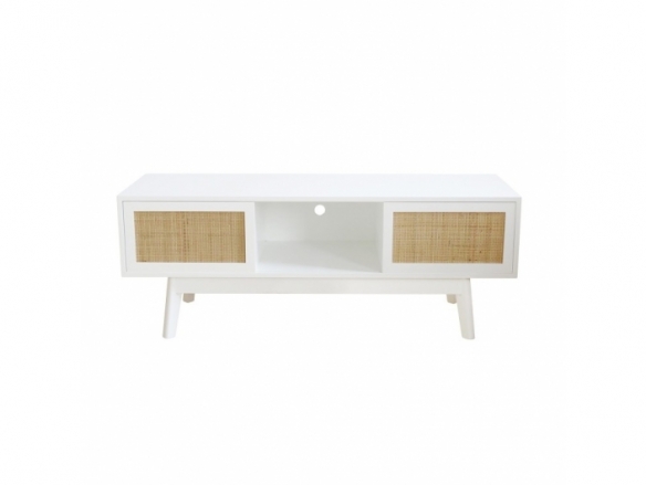 Mueble TV blanco con 2 cajones y patas  merkamueble