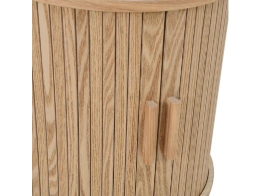Mesita redonda con rayas color madera  merkamueble 2