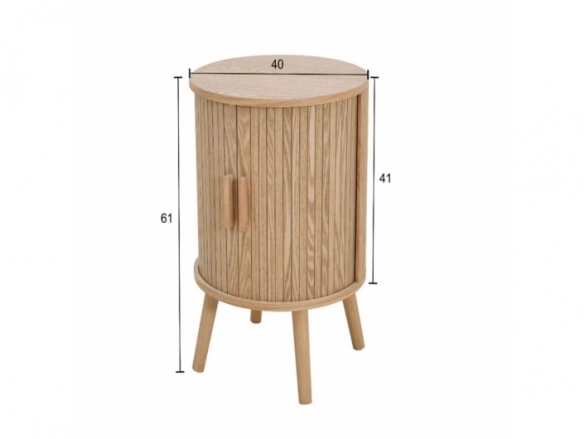 Mesita redonda con rayas color madera  merkamueble