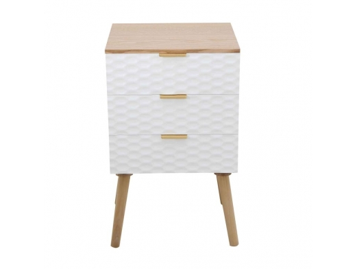 Mesita de madera con 3 cajones y frontal blanco  merkamueble 2