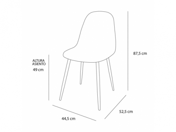 Silla gris con patas metálicas color haya  merkamueble