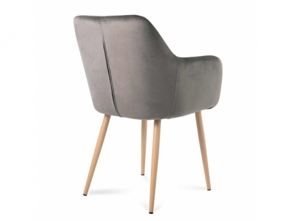 Sillón de terciopelo gris con patas metálicas efecto haya  merkamueble