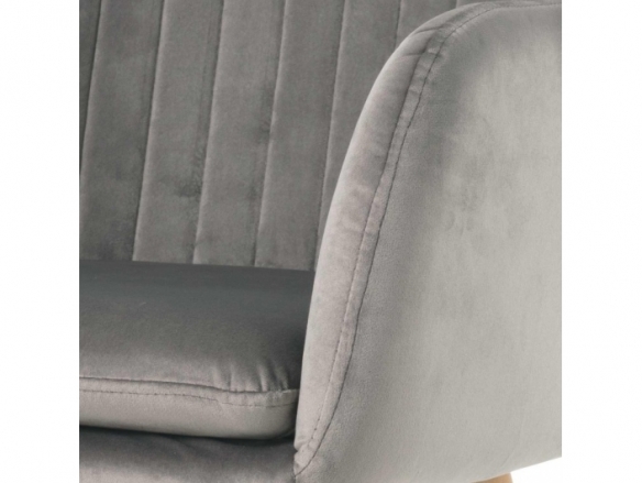 Sillón de terciopelo gris con patas metálicas efecto haya  merkamueble
