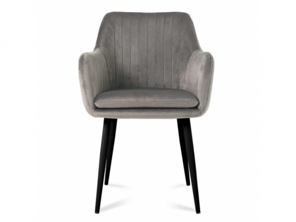 Sillón de terciopelo gris con patas negras  merkamueble