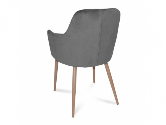 Sillón de terciopelo gris con patas metálicas efecto haya  merkamueble