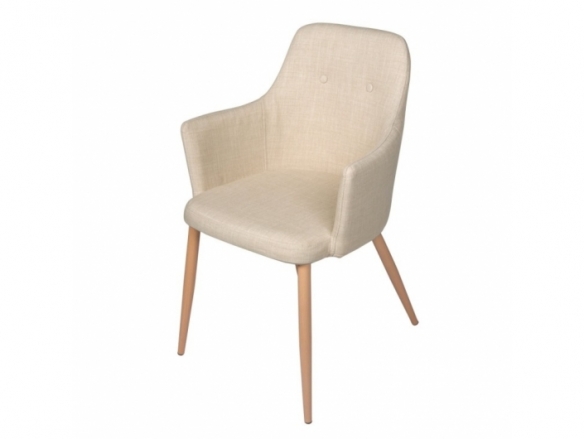 Sillón color arena con patas metálicas efecto madera  merkamueble