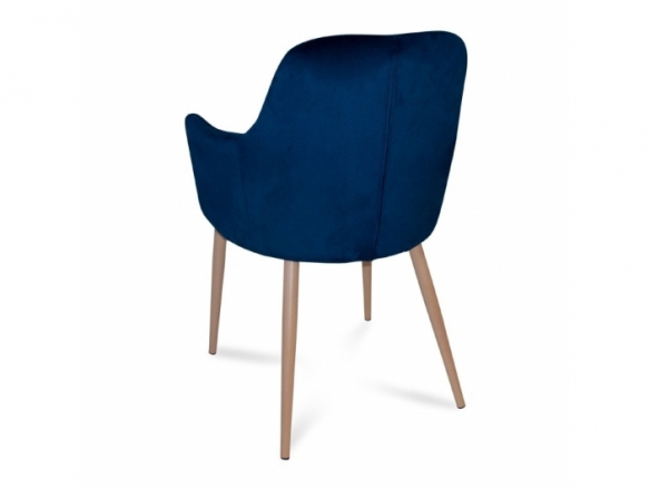 Sillón de terciopelo azul con patas metálicas efecto haya  merkamueble