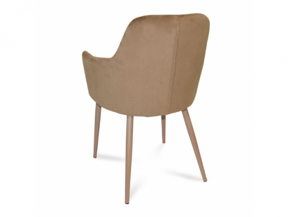 Sillón de terciopelo color arena con patas metálicas efecto haya  merkamueble