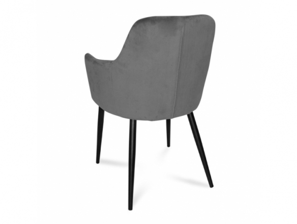 Sillón de terciopelo gris con patas negras  merkamueble