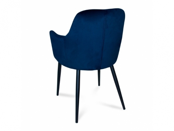 Sillón de terciopelo azul con patas negras  merkamueble