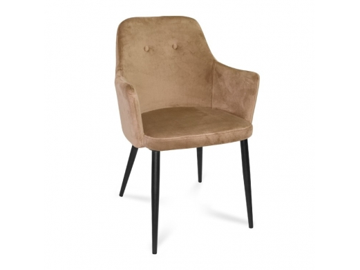 Sillón de terciopelo color arena con patas negras  merkamueble 2