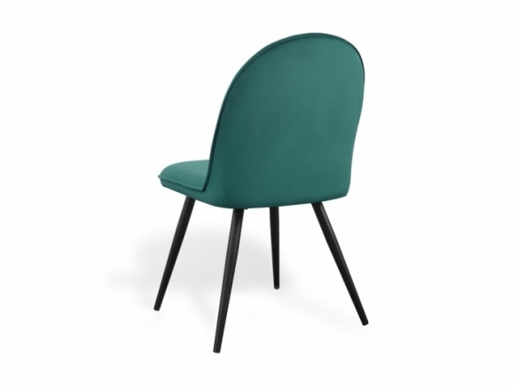 Silla de terciopelo verde y patas metálicas negras  merkamueble
