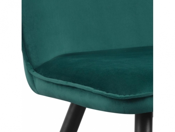 Silla de terciopelo verde y patas metálicas negras  merkamueble