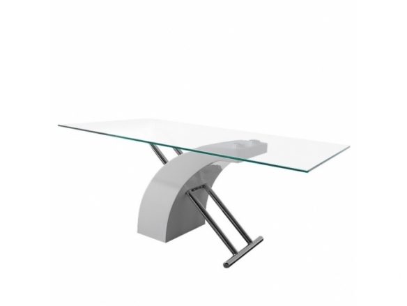 Mesa de centro blanca con cristal y acero cromado 110 cm  merkamueble