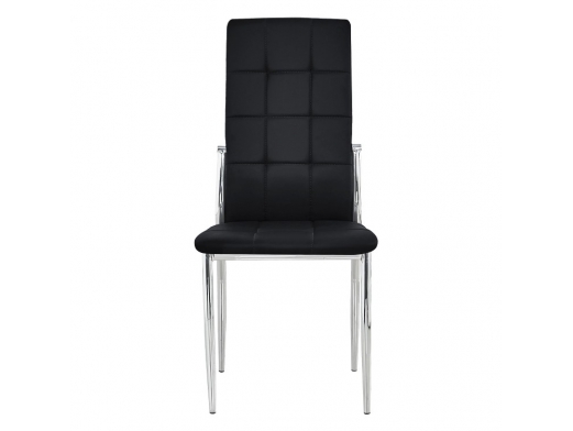 Silla negra capitoné con patas cromadas  merkamueble 2
