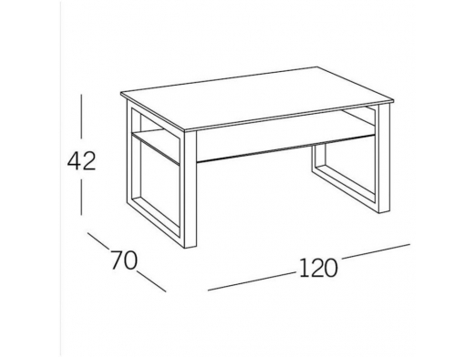 Mesa de centro rectangular de acero con cristal templado 120 cm  merkamueble 2