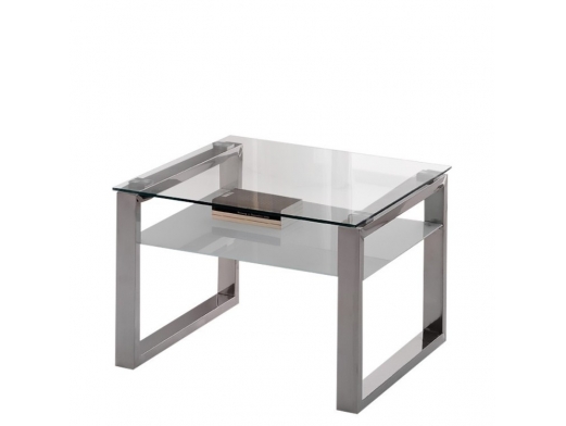 Mesa de centro cuadrado de acero con cristal templado  merkamueble 2