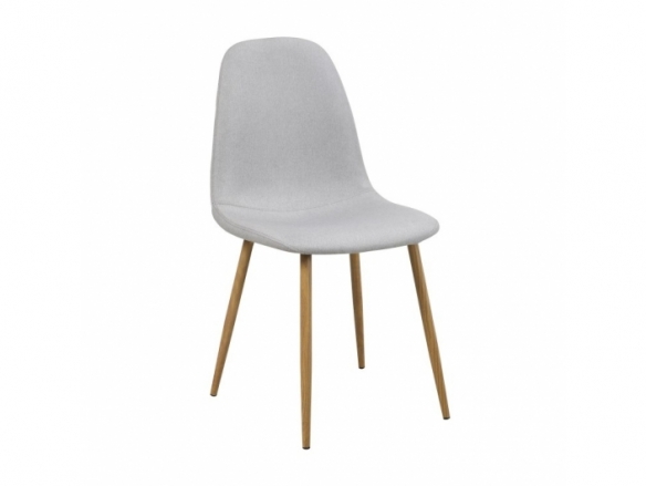 Silla gris claro con patas metálicas  merkamueble