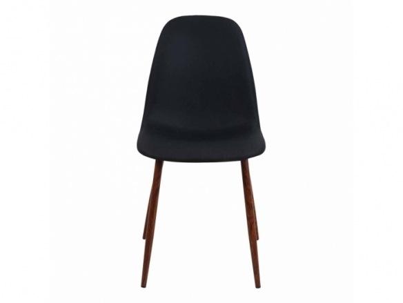 Silla negra con patas metálicas color nogal  merkamueble