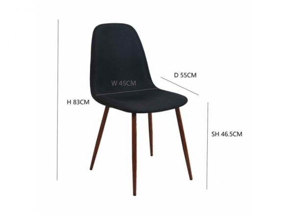 Silla negra con patas metálicas color nogal  merkamueble