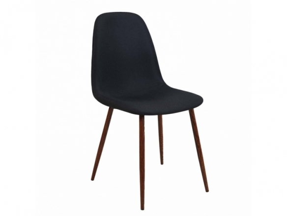 Silla negra con patas metálicas color nogal  merkamueble