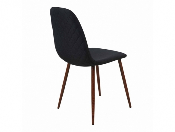 Silla negra con patas metálicas color nogal  merkamueble