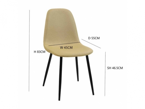 Silla color mostaza clara con patas metálicas negras  merkamueble